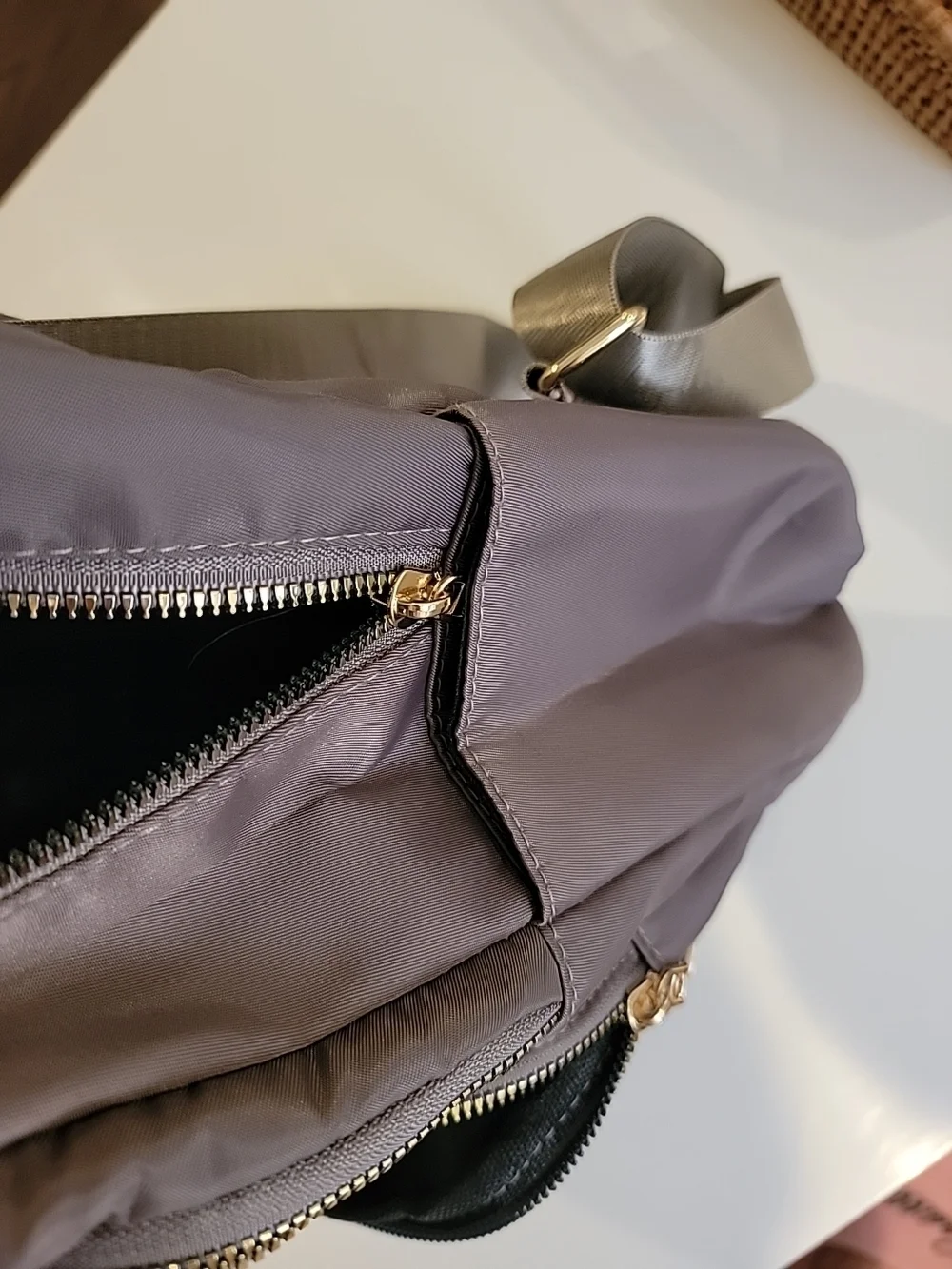 Quilted Taupe Women's Backpack with Gold Accents NWOT